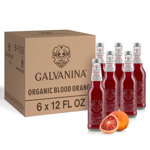 Galvanina Blood Orange – Premium Organic Italian Sparkling Soda, 12 fl oz (6 Glass Bottles) | Vibrant Sicilian Blood Orange Soda, Naturally Citrusy.
