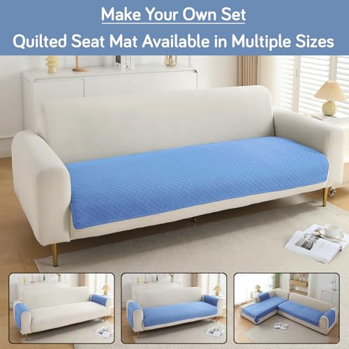Image of HOKIPO Polyester Quilted Sofa Cover Mats For 1 /2 /3 Seater Sofa And L Shape. Make Your Own Sofa Cover Set, Mat Length 90(D) X 60(L) Cm, Blue (In-716-Bl)