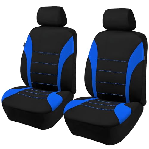 VBGURR 2 Stück Autositzbezüge für Vordersitze,Atmungsaktiv Autositzschoner Airbag-kompatibler Autositzabdeckungen,Schonbezug Autositz Vorne für Autositze (Blau)