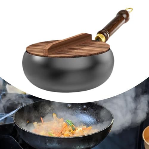 Wok 9.45 pulgadas HouseVibe con tapa de madera miniatura 5