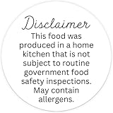 96 Cottage Food Law Disclaimer Stickers, Home Bakery Label Inspection Stickers, Farmers Market Labels, Vendor Fair Supplies, 1.67" Round Circle