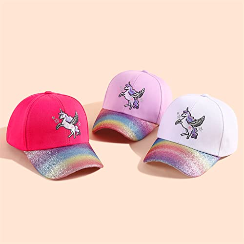 D.O.T Girls Baseball Cap Cute Unicorn Hat Adjustable Summer Beach Sport Trucket Hat for Kids Ages 3-8Years4