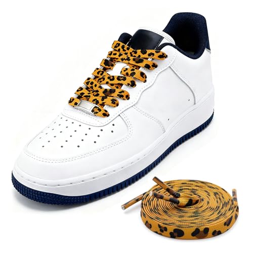 Muorruo 2 paires de lacets léopard, plats et colorés pour femmes, hommes et enfants, lacets décoratifs pour baskets et bottes, idéals pour le sport,...