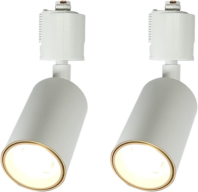 szbritelight ライティングレール用スポットライト 一体型 LED内蔵式 ledスポットライト 間接照明 40W形相当 消費電力4.6W 450lm 電球色 3000K ダクトレール用照明器具 レールライト COB 高演色Ra92+ 角度調節可能 取付簡単 リビング 寝室 インテリア 店舗 2個セット (ホワイト, 電球色)