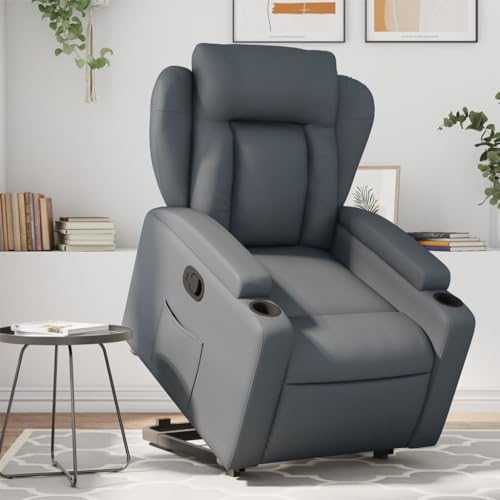 ZEYUAN Sillón reclinable elevable Cuero Artificial Gris, Butacas De Cine, Sillones Salon, Sillon Tantra Sexual, Sillón De TV, Sillon Lactancia - 3204547