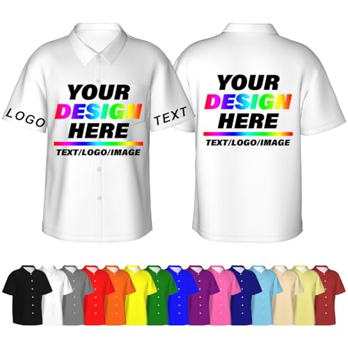 Custom Button Up Shirts for Men Personalized Shirt Design Your Own Text/Logo/Image Customized Work Shirt for Company Uniform