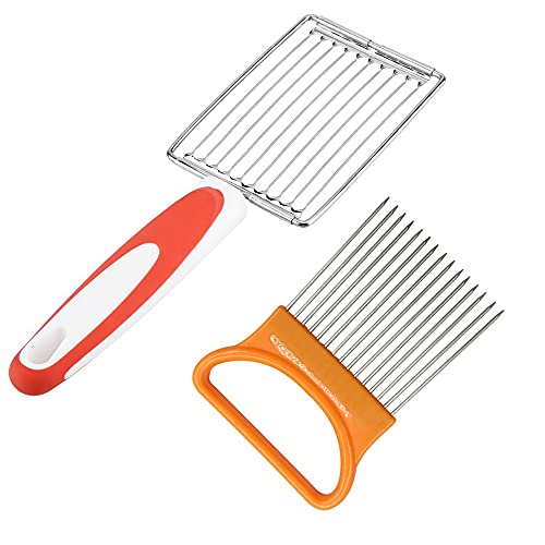 Luncheon Meat Cutter, Stainless Steel Luncheon Meat Cutter Tomato Slicer Fruits Cutter Luncheon Meat Slicer with Handle Cheese Boiled Egg Ham Tomato Serrated Slicing Knife (Orange)
