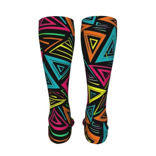 Colorful Triangles Compression Socks for Kids Boys Girls, Knee High Soccer Socks Long Tube Funny Gifts for Running Sports Travel 19.8in4
