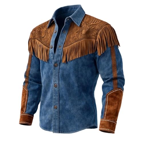 Chemise à franges vintage style western et cowboy tenue années 80 homme