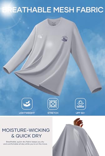 Image of Mens UPF 50+ Rash Guard Quick Dry Lightweight Summer UV Sun Protection Long Sleeve Swim Shirt (S-XXL)