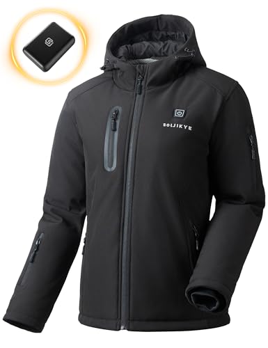 The Best Heated Jackets for Women Over 50: Rechargeable Warmth Without the Bulk 17 SOLJIKYE Heated Jacket for Women with 12V 20000 mAh Battery Pack, Women's Winter Jackets Soft Shell Electric Heated Coat, Black, Size L