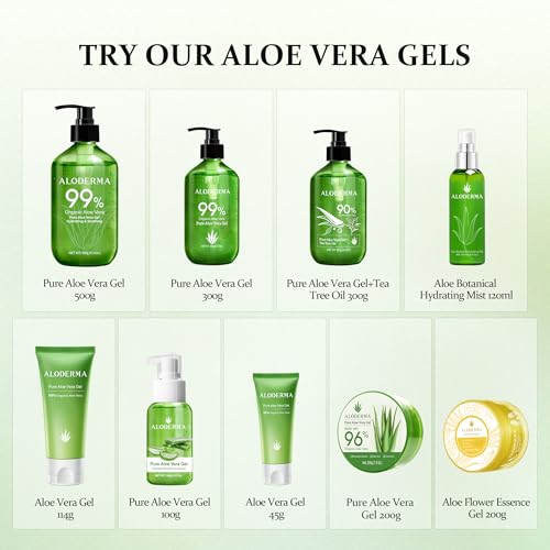 Aloderma 96% Pure Organic Aloe Vera Gel for Skin, Scalp & Hair