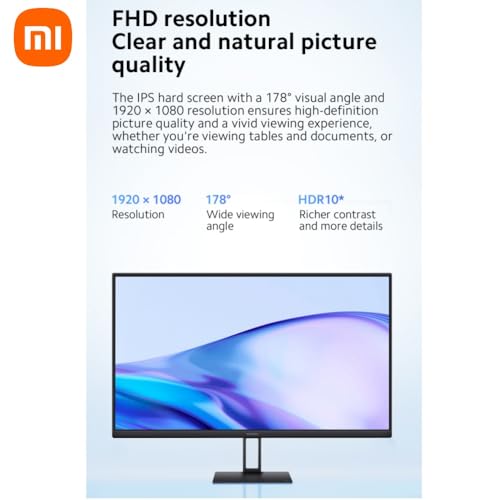 Image of XIAOMI A27i 27 inch Monitor, 100Hz high Refresh Rate, IPS Hard Screen, 7.5mm Ultra-Slim Body, 1080p FHD Resolution, ∆Е<2 Factory Color Calibration for Each Screen, DP 1.4 Supported and Easy mounting
