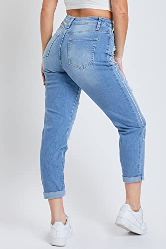 YMI Women's Junior Dream High-Rise Straight Patchwork Jean4