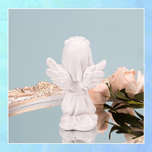 Estatua de ángel de resina blanca 4.3 pulgadas miniatura 7