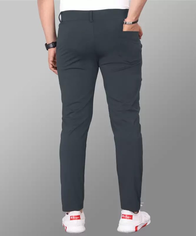 Image of Men's Stylish Slim Fit Lycra Blend Trousers - Pack of 2 (Combo) Formal Pants for Men | Stretchable Regular Office Formal Wear | Comfortable Solid Casual, Business, and Work Trousers for Men