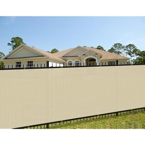 COARBOR 6' x 50' Fence Privacy Screen Heavy Duty Windscreen Fencing Mesh Shade Net Cover for Outdoor Wall Backyard Patio Deck and Porch, Beige Cover