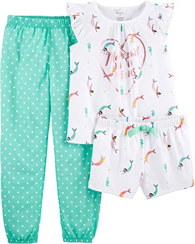 Carter's Girls' 3-Piece Poly Pajamas (Turquoise/Mermaid, 4)