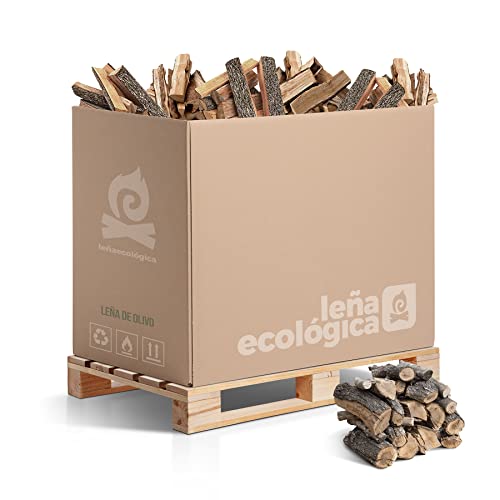 LEÑA ECOLÓGICA Leña de Olivo para Chimeneas, Estufas, Barbacoas y Hornos de Asar. 0,4m3 de leña de Olivo Troncos de leña Medianos 30-40CM Alta Durabilidad Gran Poder calorífico