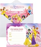 Princess Birthday Invitations for Girls, 24 Pack Princess Party Cards. Happy Birthday Invitation for Girls Birthday Party Celebration with Envelopes. Pink Theme Princess Invitations for Party Supplies