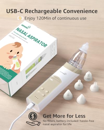 Image of GROWNSY Nasal Aspirator for Baby, Electric Nose Sucker, Powerful Suction