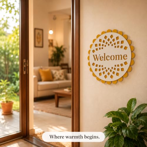 Image of Sehaz Artworks Welcome Wall Decor Items for Living Room 28x28 CM