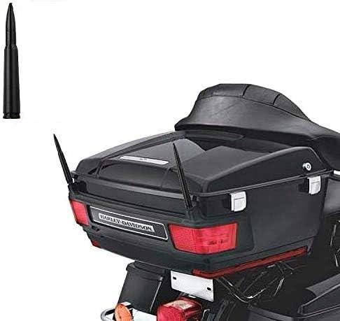 Paquete de 2 antenas cortas de metal para motocicletas Harley-Davidson (1996 - 2019), antena de radio de 5.45 pulgadas, diseño de mástil de bala