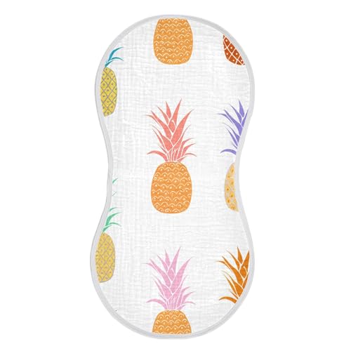 xigua Colorful Pineapples Baby Burp Cloths for Newborn Boys and Girls 4 Pack, Soft & Absorbent Cotton Baby Burp Cloth, Baby Washcloths, Newborn Towel, Burp Rags