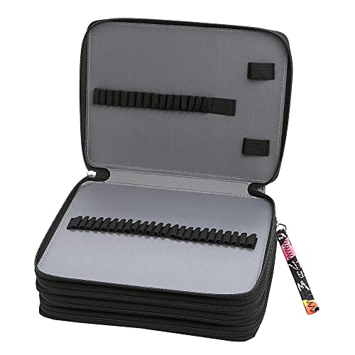 Image of 184 Slots Pencil Case Organizer w /Removal Handle Strap | 4-Layer Zipped Pencils Box Large for Colored Pencils Watercolor Pencils for Office and Travel for Artist