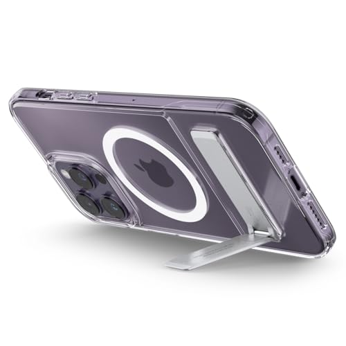 Image of Spigen Ultra Hybrid S MagFit Back Cover Case for iPhone 14 Pro, MagSafe Compatible, Integrated Kickstand - Polycarbonate + TPU | White