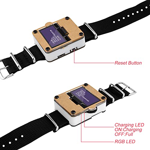 MakerFocus WiFi Test Tool ESP8266 WiFi Deauther Watch DSTIKE NodeMCU ESP8266 Programmable Development Board Built in 500mAh Battery with OLED Dispaly, Wristband and 3D Printing Case