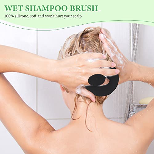 2 Pack Silicone Scalp Massager Shampoo Brush, Hair Scrubber With Soft Silicone Bristles For All Hair Types, Dry & Wet Scalp Brush/Exfoliator Brush For Hair Growth & Scalp Care (Black, Mint Green) #TOP4