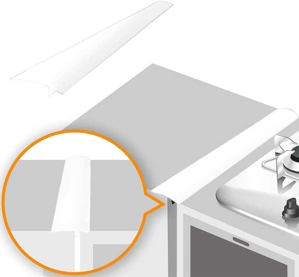 Linda’s Essentials Silicone Stove Gap Covers (2 Pack), Heat Resistant Oven Gap Filler Seals Gaps Between Stovetop and Counter, Easy to Clean Stove Gap Guard (30 Inches, White)