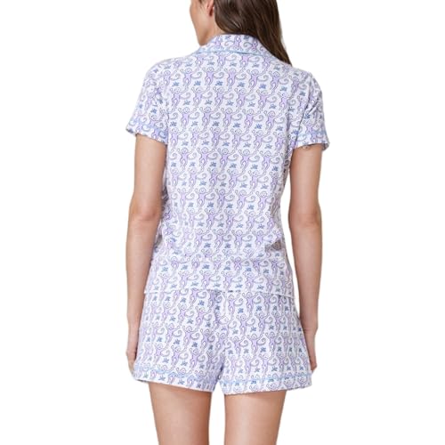 Image of Womens Pajamas Set Shorts Button Down 2 Piece Monkey Bunny Y2k Roller Dupes Rabbit Preppy Lounge Pjs Comfy Sleep Wear