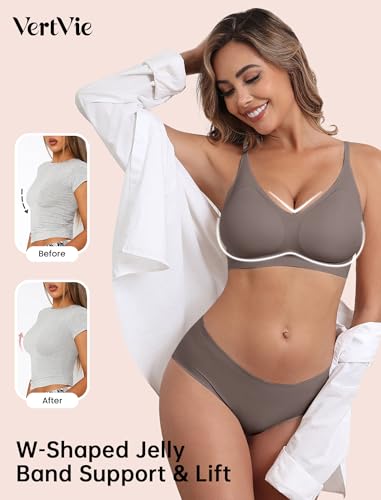 Image of Vertvie Wireless Bras for Women Full Coverage Supportive Seamless Bralettes No Underwire Push Up Comfort Soft T-Shirt Bra(Classic Grey, X-Large)