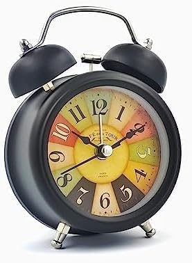 Vintage Twin Bell Analog Display Table Alarm Clock with Night LED Light Heavy Slippers Extra Loud Alarm Clock Ideal for Student and Kids Bedroom(1-pcs)