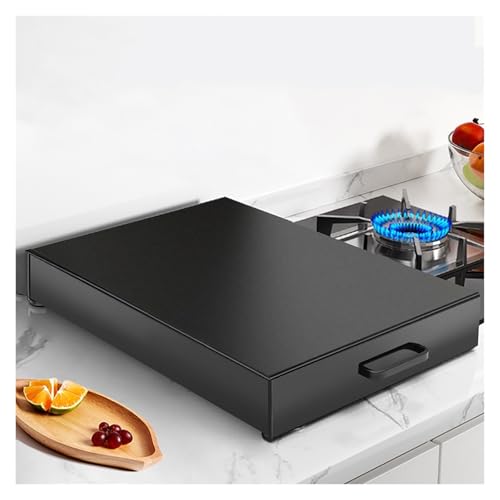 tapa encimera gas Placa protectora para estufa de gas completamente cerrada, cubierta protectora multifuncional negra con asas para horno de gas de cocina.(35x48x7cm/13.8x18.9x2.8in)