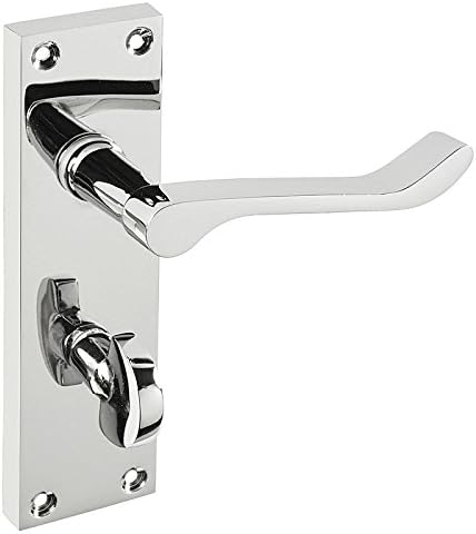 HANDLESTORE Victorian Scroll Bathroom Door Handle on Backplate – Polished Chrome Interior Lever Handle with Lock Options (Handle Only)