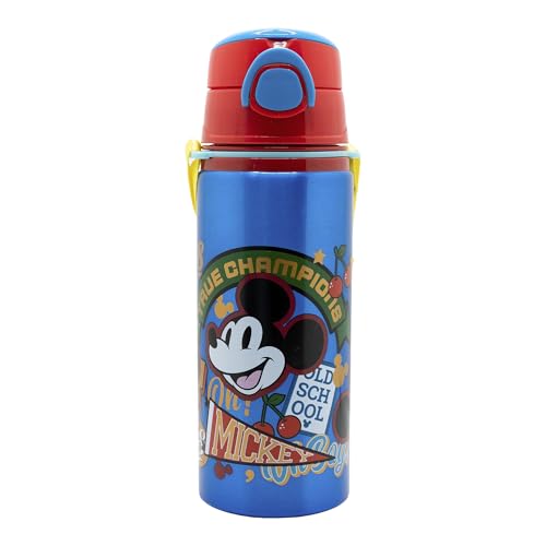 Stor Bouteille RÉUTILISABLE Pop UP en Aluminium avec BANDOULIÈRE 730 ML | Mickey True Champions