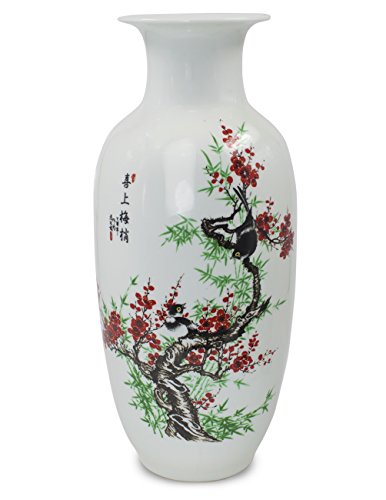 Dahlia Famille Rose Flower Vase, Handmade Chinese Porcelain, Birds on