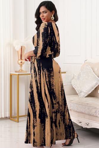 Image of FANDEE Plus Size Maxi Dress for Women Casual Summer Sundress V-Neck 3 /4 Sleeve