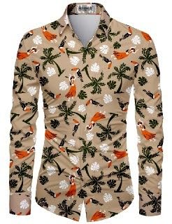 buha Men's Unstitched Digital Printed Shirt Fabric – 2.25 Meter Cotton Blend, Tropical Design | 250g Soft & Comfortable Fabric for Stylish Casual Wear Brown-picture-14