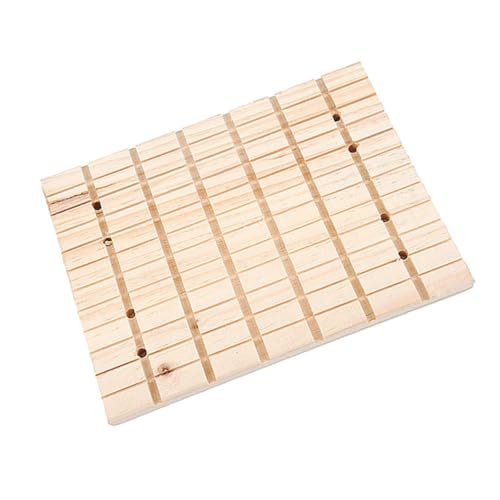POPETPOP 1PC Wooden Grinding Pad Squirrel Chinchilla Mat with Design for Cage Fixing Durable Natural Pet Accessory