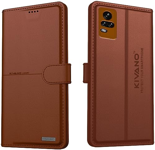Image of Compatible with Vivo Y73 Flip Cover | Leather Finish | Inside Pockets & Inbuilt Stand | Shockproof Wallet Style Magnetic Closure Back Cover Case