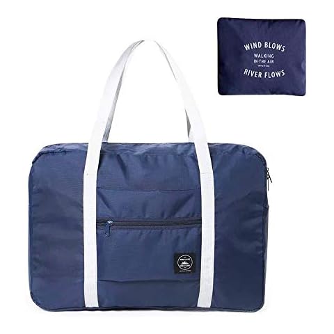NANAOUS Travel Weekend Bag Canvas Carry on Shoulder Duffel Beach Tote Bag,18.9 * 12.6 * 6.3 in Lightweight Waterproof Foldable Storage Tote Bag Cross-Body Carry On Bag with Shoulder Strap (Navy) Cover