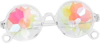 1Pc Óculos De Sol Da Moda Óculos Steampunk Lentes De Vidro Óculos De Sol 4D Caleidoscópio Óculos Multicolor Fractal Prisma Caleidoscópio Óculos Rave Óculos Da Moda Óculos