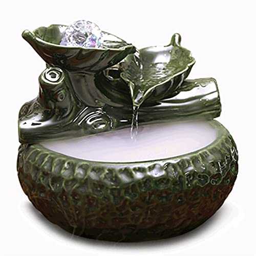 Tabletop Decor Ceramic Tiering Water Fountain Flowing Water Feng Shui Fountain Relaxation Tabletop Fountain Decor for Indoor/Outdoor Yard Patio Indoor Fountain (Color : Green)