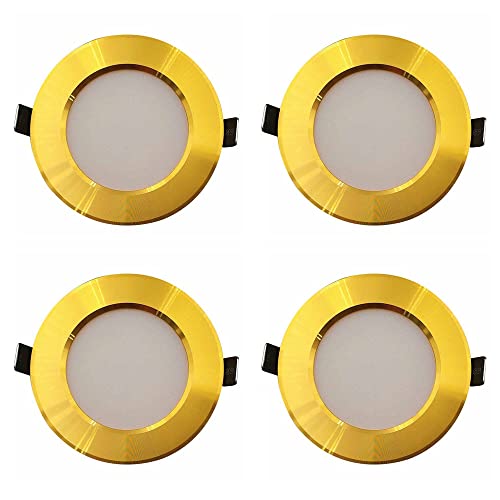 FROIDEXG Foco Empotrable LED Dorado para El Hogar, Foco Regulable, Accesorio De Iluminación De Techo Decorativo Comercial, Luz De Aluminio De Una Pieza, 1 Paquete/Paquete De 4