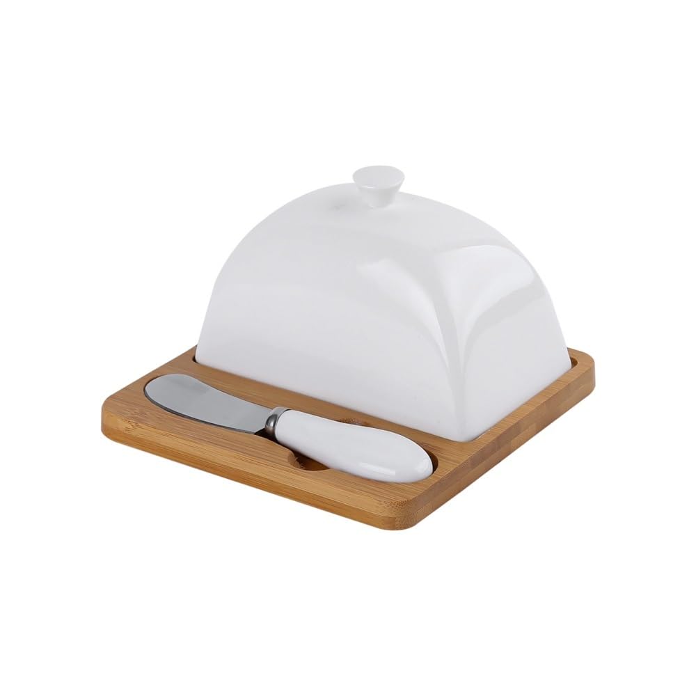 ZYYANSHOP Butter Dish Butter Dish Porcelain White with Spoon Countertop Keeper for Kitchen