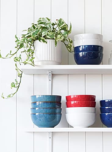 Le Tauci Cereal Bowls 6 Inch, Ceramic Bowl Set For Soup, Dessert, Fruits, Salad, Noodle, Ramen, 22 Ounce Bowls For Kitchen, Set Of 4, Ceylon Blue #TOP7